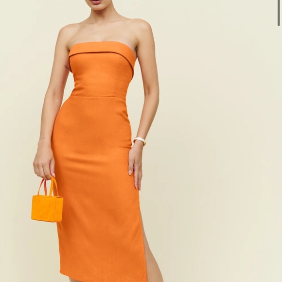 Reformation Marcella linen midi dress orange - Picture 7 of 7
